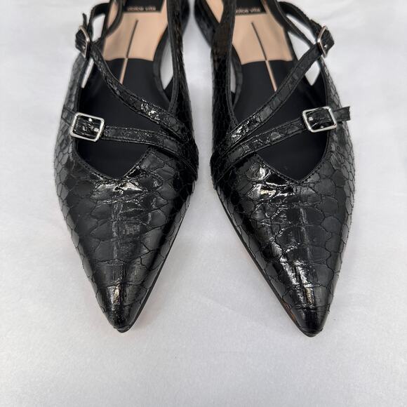 DOLCE VITA Pamla Midnight Snake Embossed Flat in Black // 8 - Picture 5 of 10